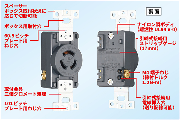 アメリカン電機 引掛形 複式埋込コンセント 接地2P15A250V 3120D i8my1cf