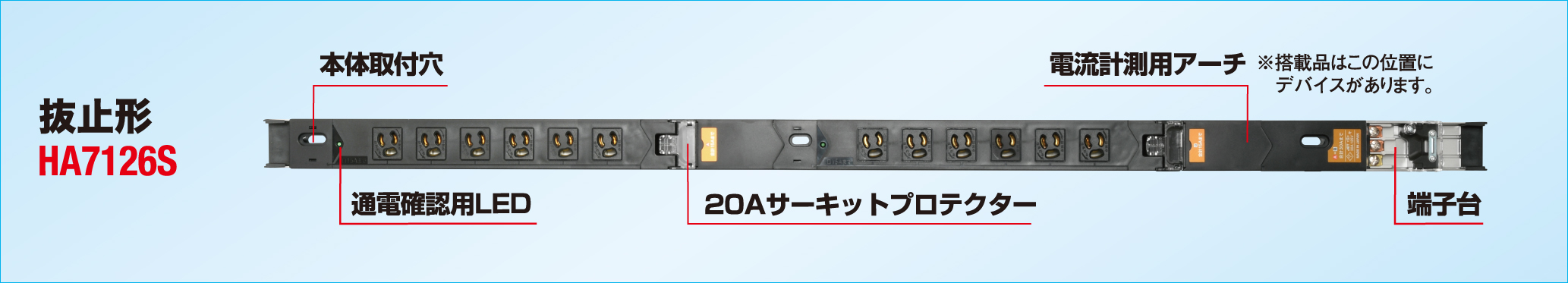 アメリカン電機　接地形2P 24A(UL) 30A(PSE) 200-240V　UL CSA規格認証取得 1Uコンセントバー　HKC2800UL - 2