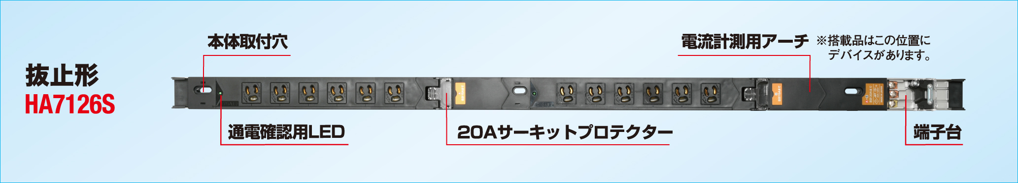 アメリカン電機 ####Яアメリカン電機 【HA9126LVDS】黒色 0Uコンセントバー 30A入力 IEC C-13×8ヶ口＋IEC C-19×4ヶ 口 スリムタイプ 電流表示機能付 受注生産