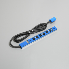 0Uコンセントバー 20A入力 IEC C13×6ヶ口・青色
