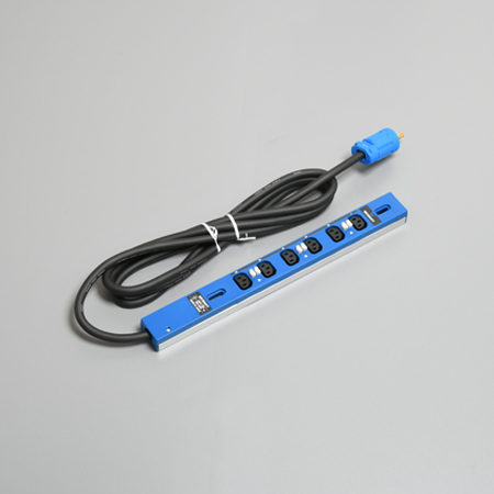 0Uコンセントバー 20A入力 IEC C13×6ヶ口・青色