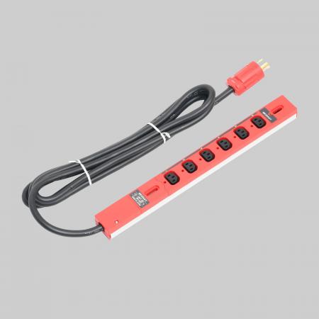 0Uコンセントバー 20A入力 IEC C13×6ヶ口・赤色